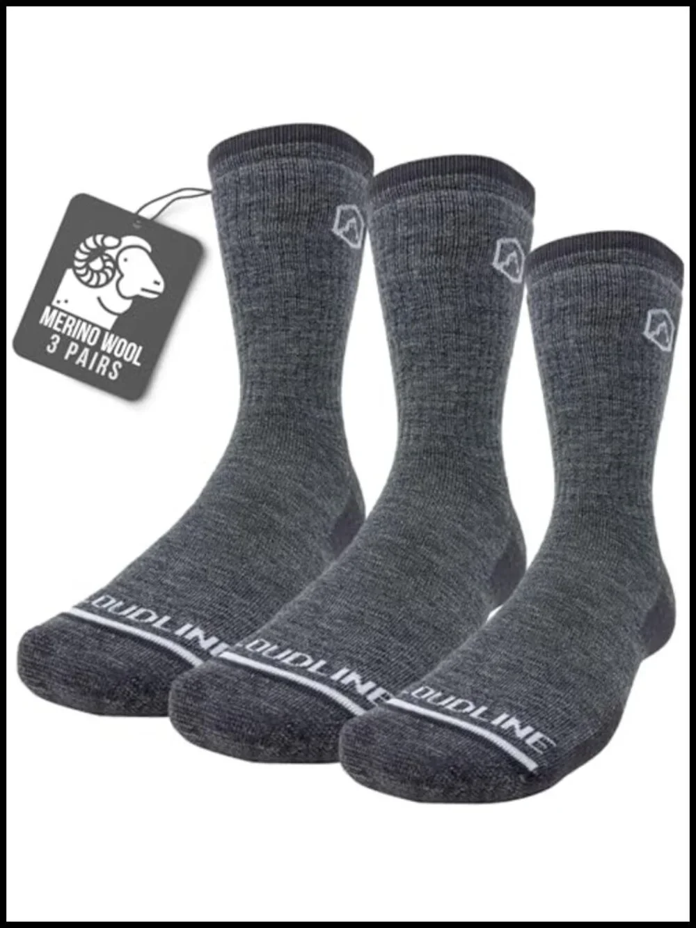 Merino Wool Hiking Socks 3-Pair Pack Light Cushion Crew Moisture Wicking Men